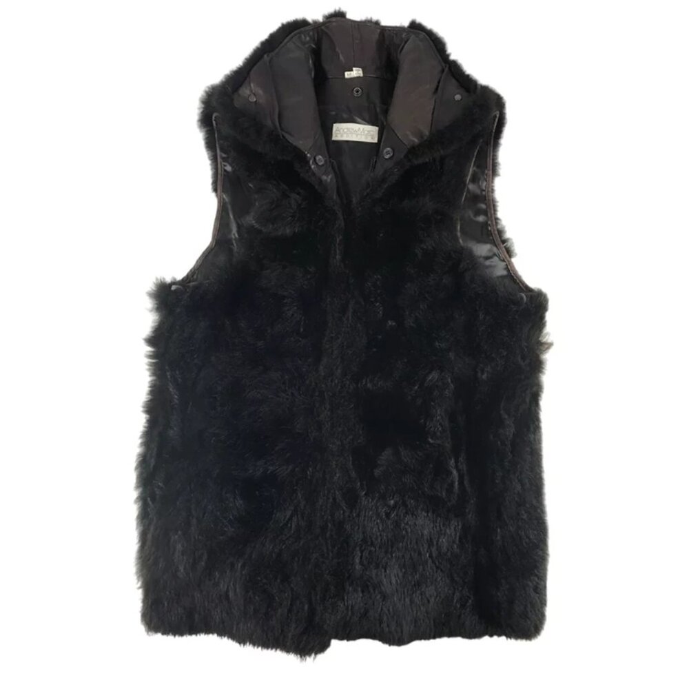 Andrew‎ Marc Addition Sleeveless Vest Jacket Womens Black Opossum Fur Size Small